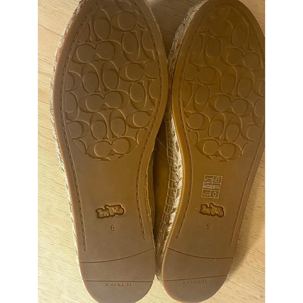 Coach Casey Espadrille Flats Metallic Leather Rose Gold Womens Shoes Size 6B